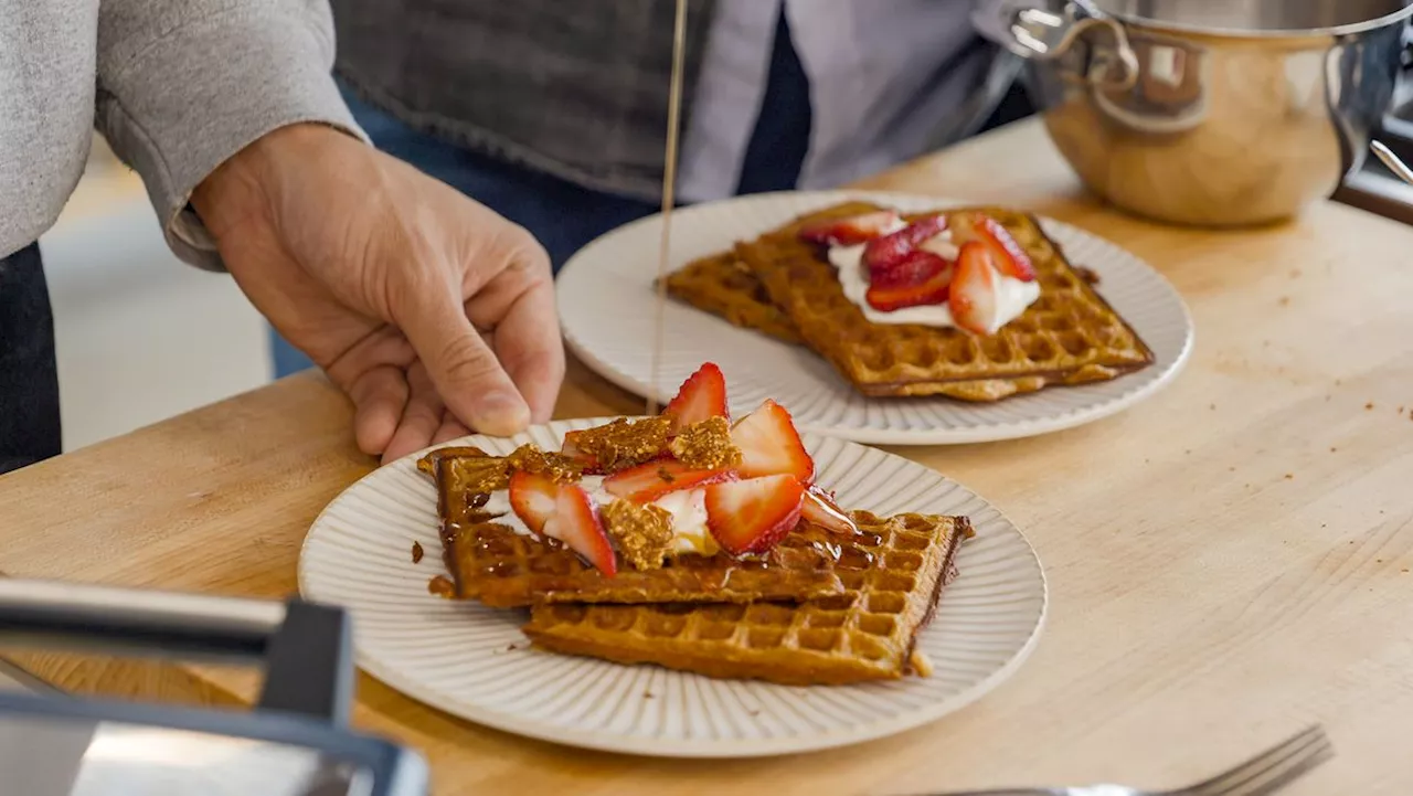 Granola Waffles with Maple-Granola Brittle & Yogurt Recipe on Food52