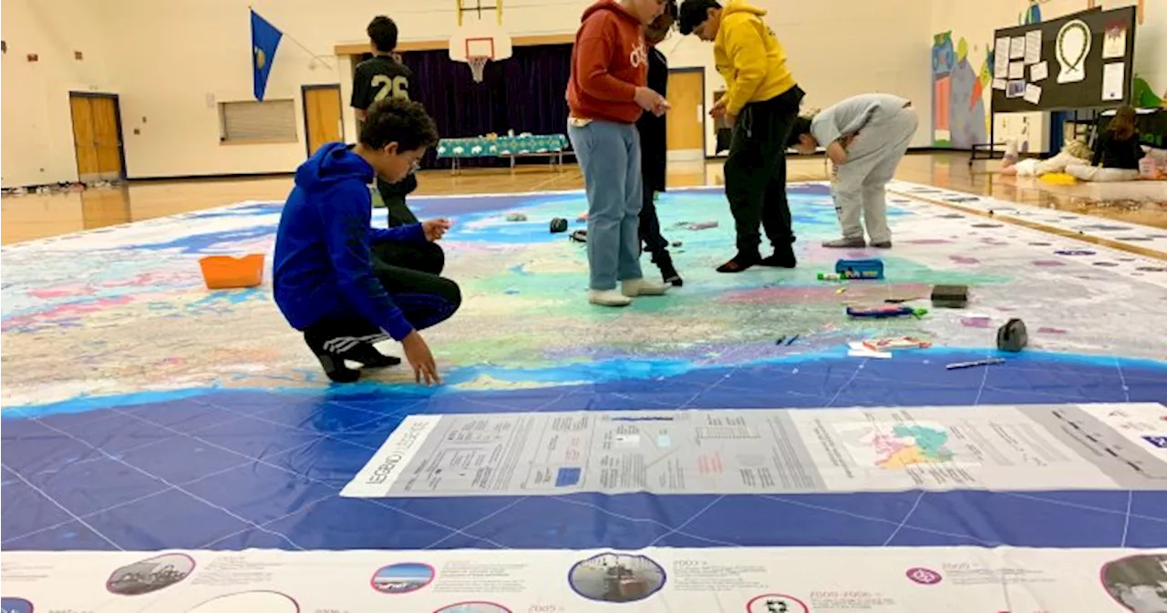 Hands-on map helps Edmonton students learn about Indigenous communities across Canada