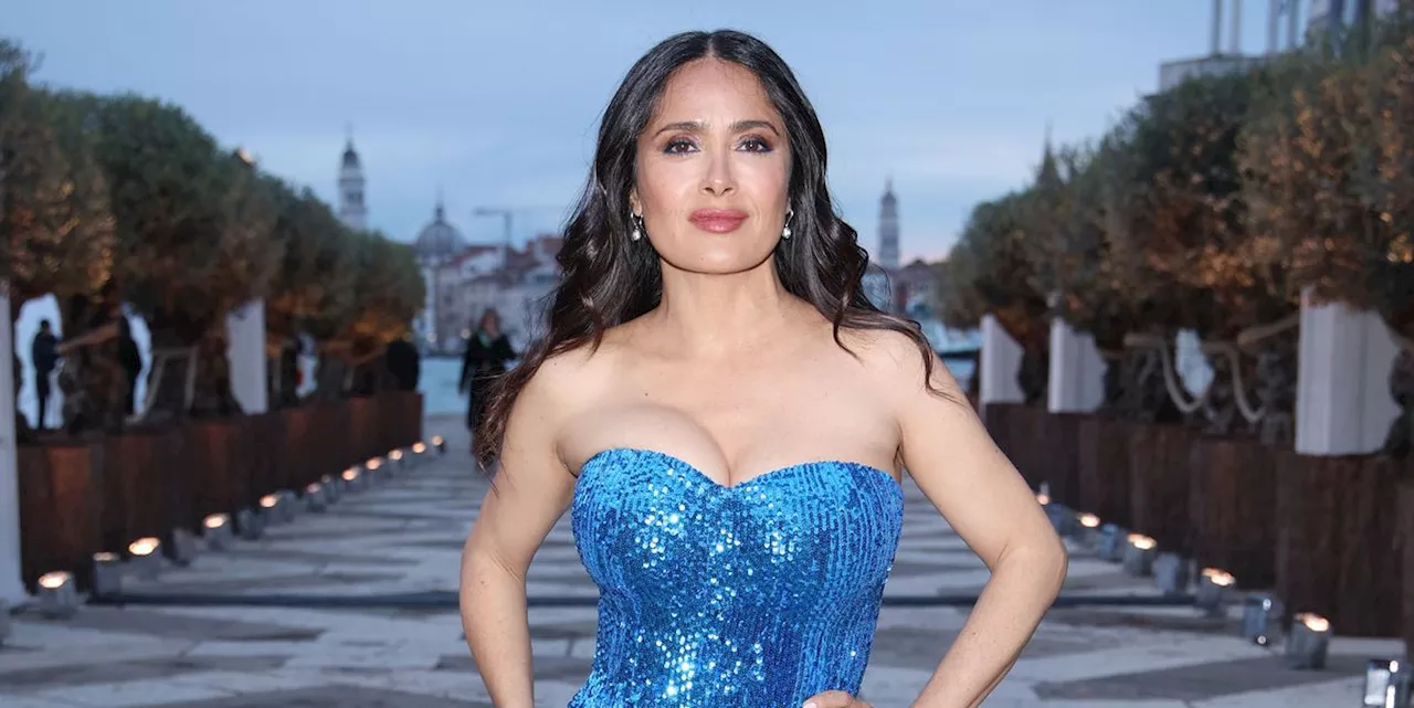 Salma Hayek’s Ocean-Blue Fringe Gown Is Making Me Long for Summer Beach Days