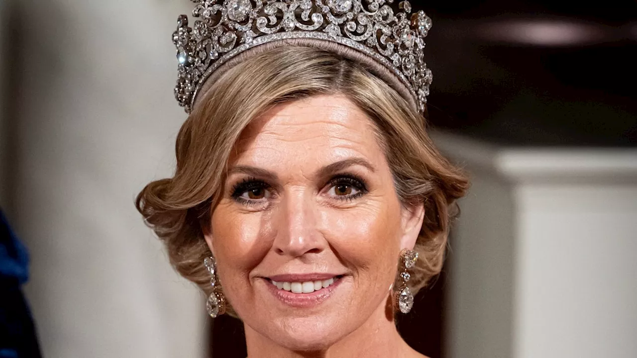 Queen Máxima is majestic in fairytale ballgown and rarely-seen glittering tiara