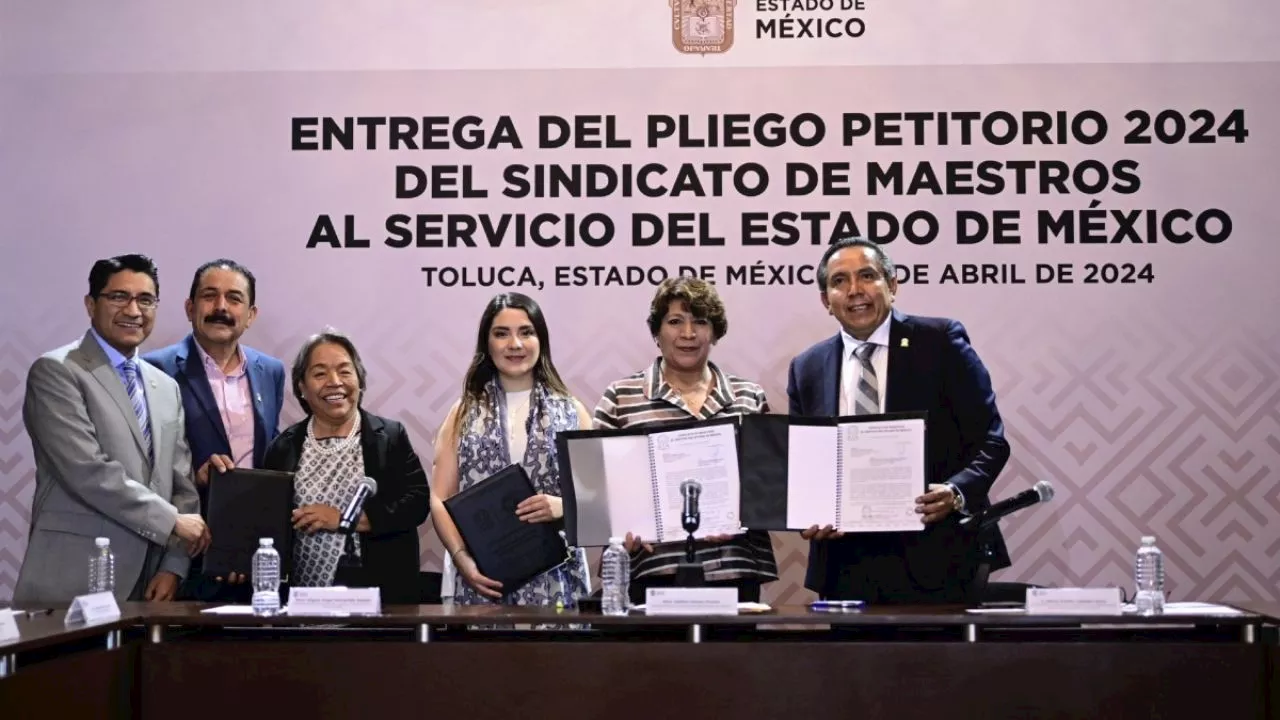 Sindicato de Maestros del Estado de México entrega su Pliego Petitorio 2024 a la Gobernadora Delfina Gómez