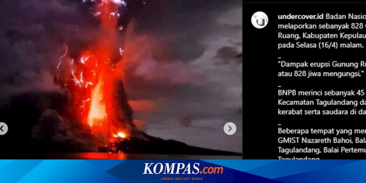 Muncul Kilatan Petir di Puncak Gunung Ruang Saat Meletus, Ini Kata PVMBG