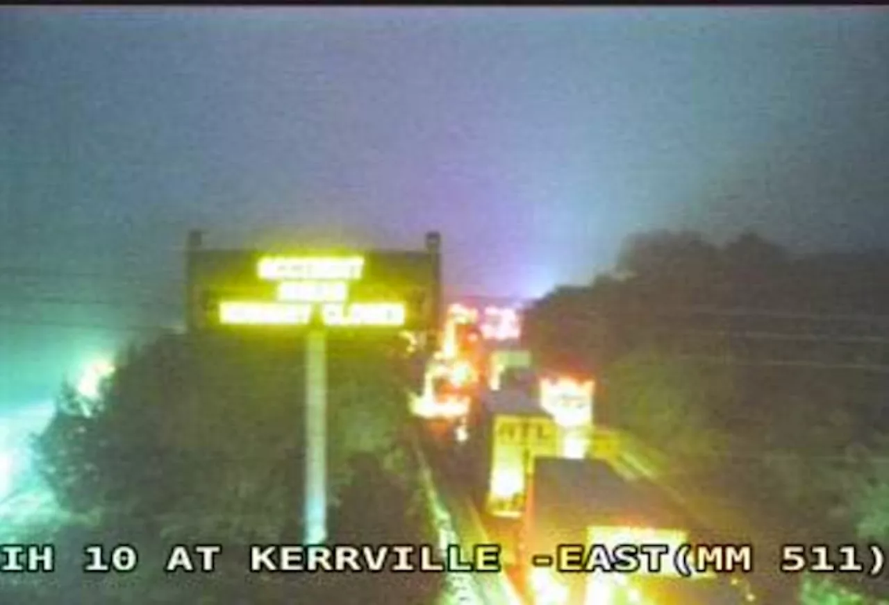 I-10 near Kerrville closed due to 18-wheeler rollover; eastbound lanes presently blocked