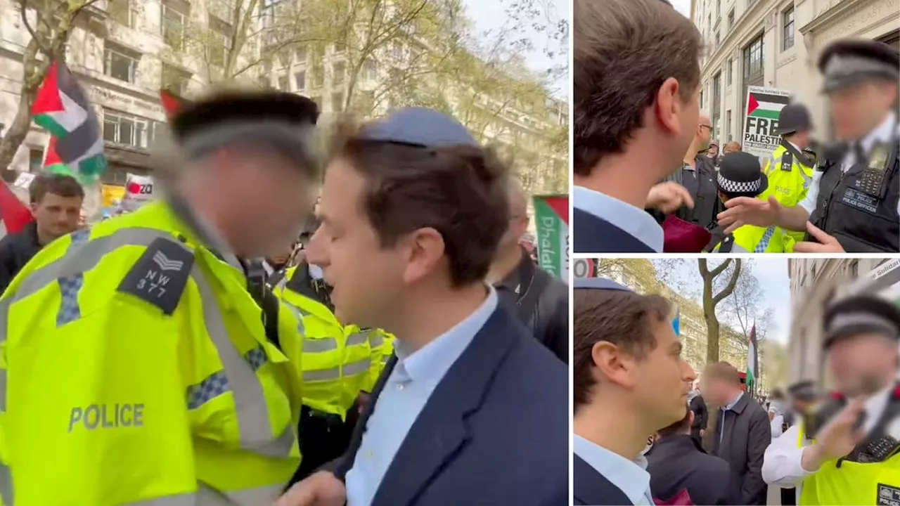 Shocking moment Met police officer threatens to arrest man for being 'quite openly Jewish' at pro-Palestine...