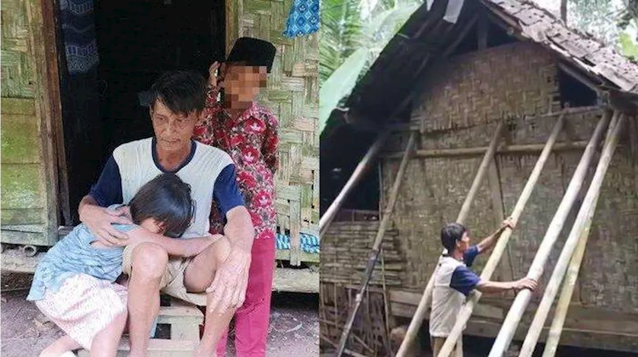 Pilunya Pria di Sukabumi, Tinggal di Gubug Reyot Bersama 2 Anaknya, Istri Kabur dengan Pria Lain