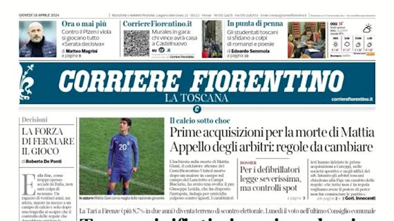 Il Corriere Fiorentino in prima pagina sui viola in Conference: 'Ora o mai più'