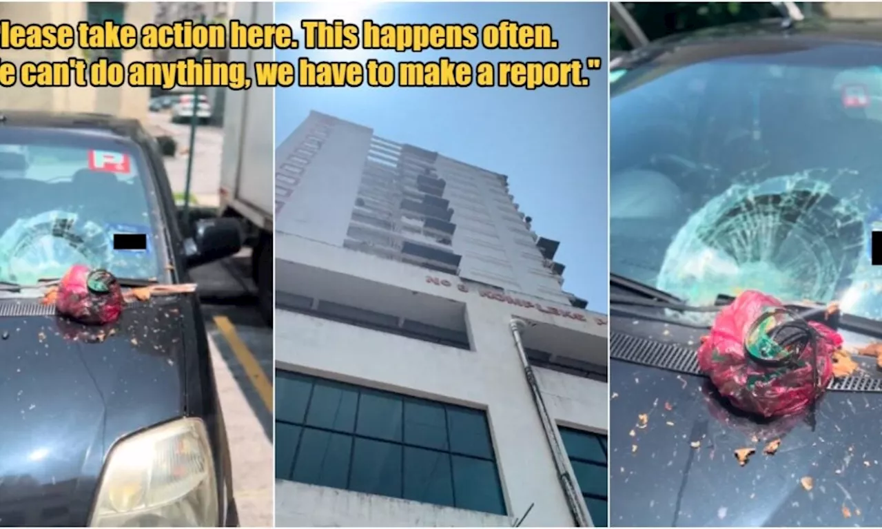 Penang Apartment Resident Throws Rubbish From Above, Causes Major Damage to Parked Car Below