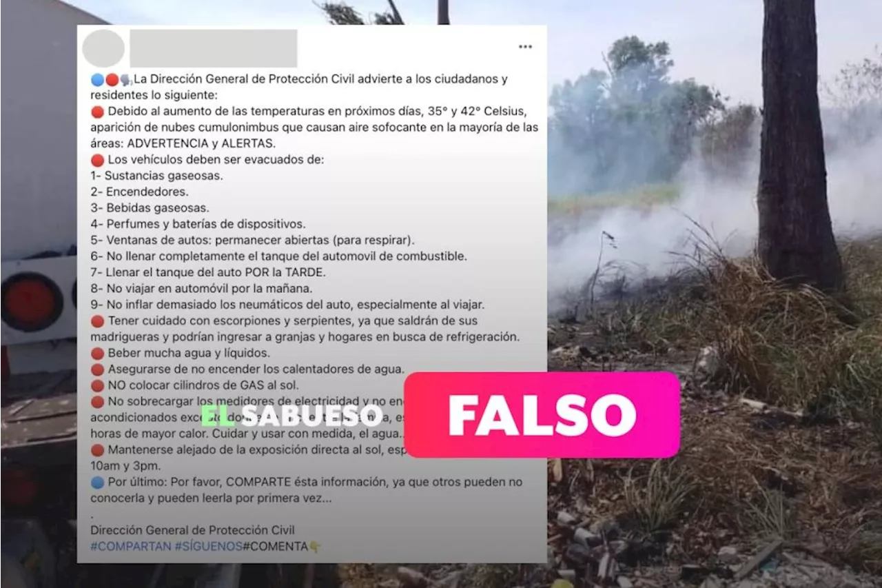 Falso que Protección Civil alertara a la población por ‘nubes sofocantes’