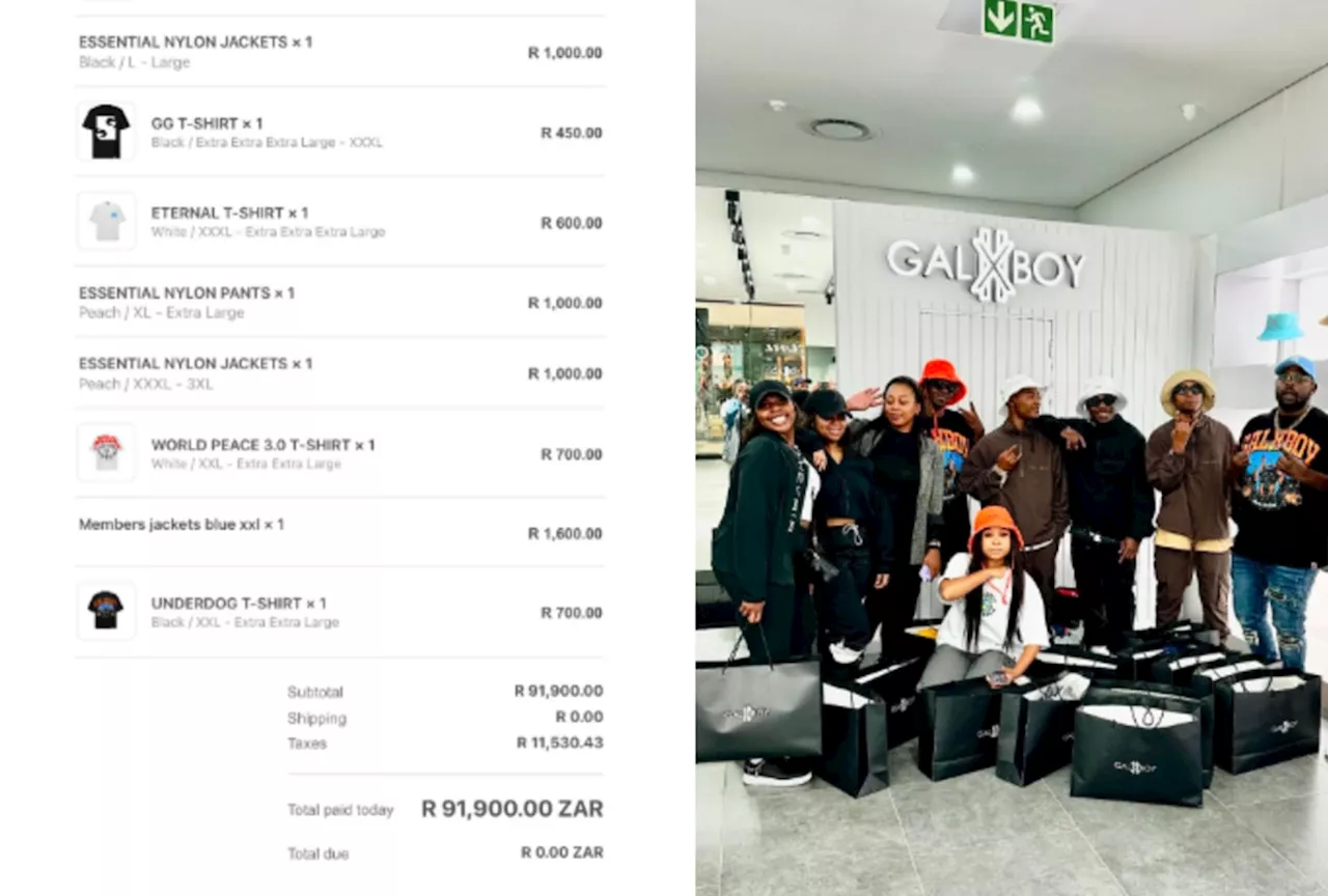 ‘Big spender’: DJ Maphorisa splurges R91.9k on Galxboy merch, shows off receipt