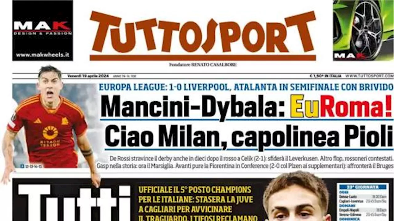 Tuttosport in prima pagina sul ritorno in campo della Juve: 'Tutti vogliono Yildiz'