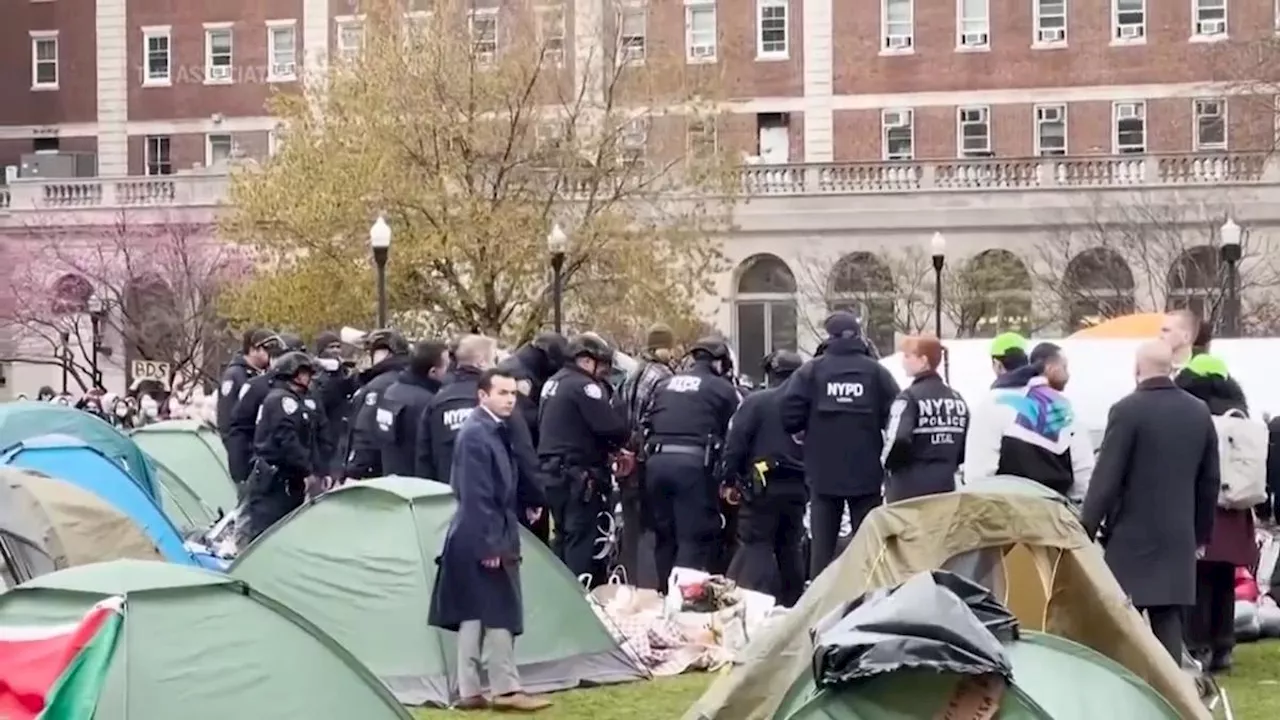 Police arrest protesters at Columbia University who had set up pro-Palestinian encampment