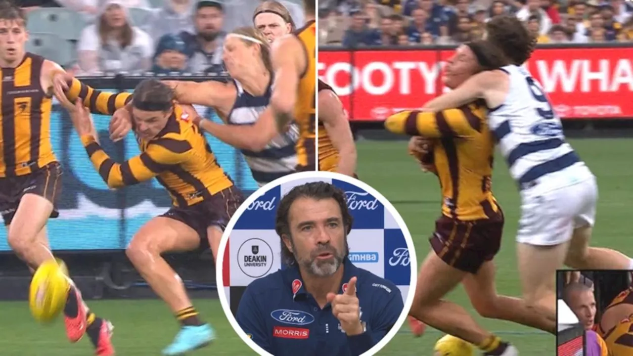 Hawthorn plot next move after Jack Ginnivan high contact gets left alone by AFL umpires