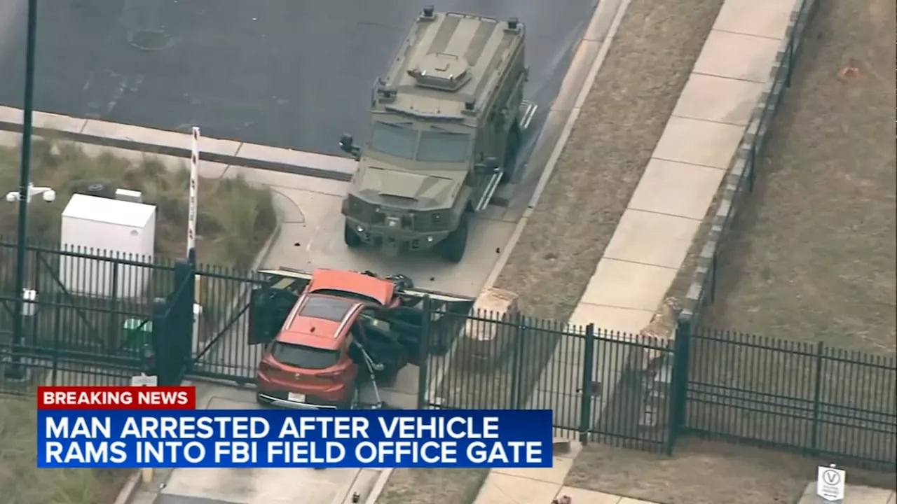 Suspect arrested after vehicle crashes into gate at Atlanta FBI field office