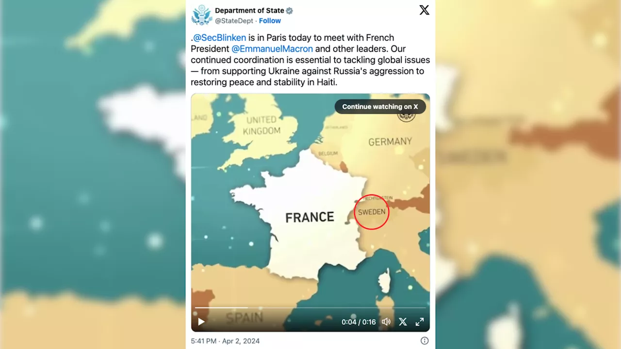 Confusion entre la Suisse et la Suède dans un tweet du secrétaire d'Etat américain