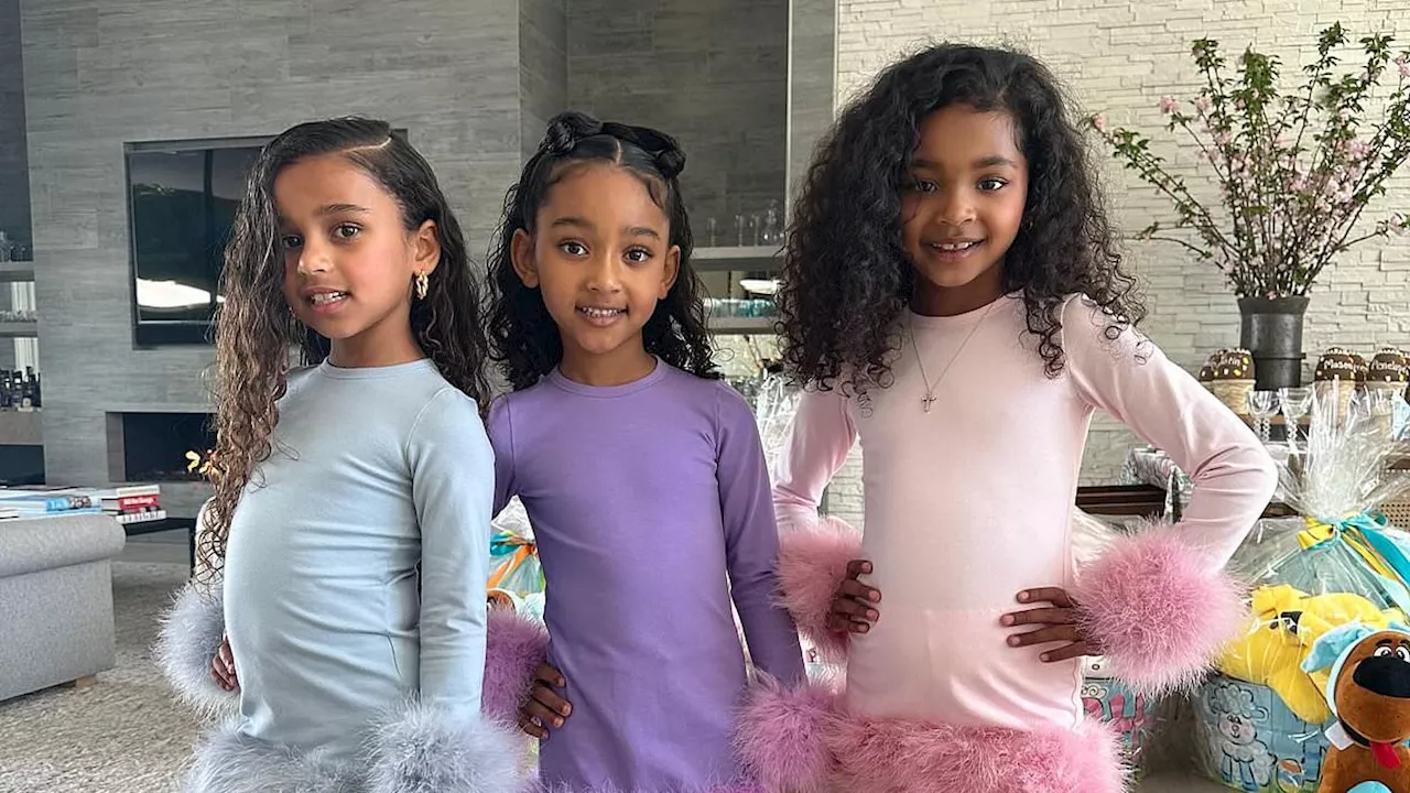 Kardashian cousins True Thompson, 5, Dream Kardashian, 7, and Chicago West, 6, look like a girl...