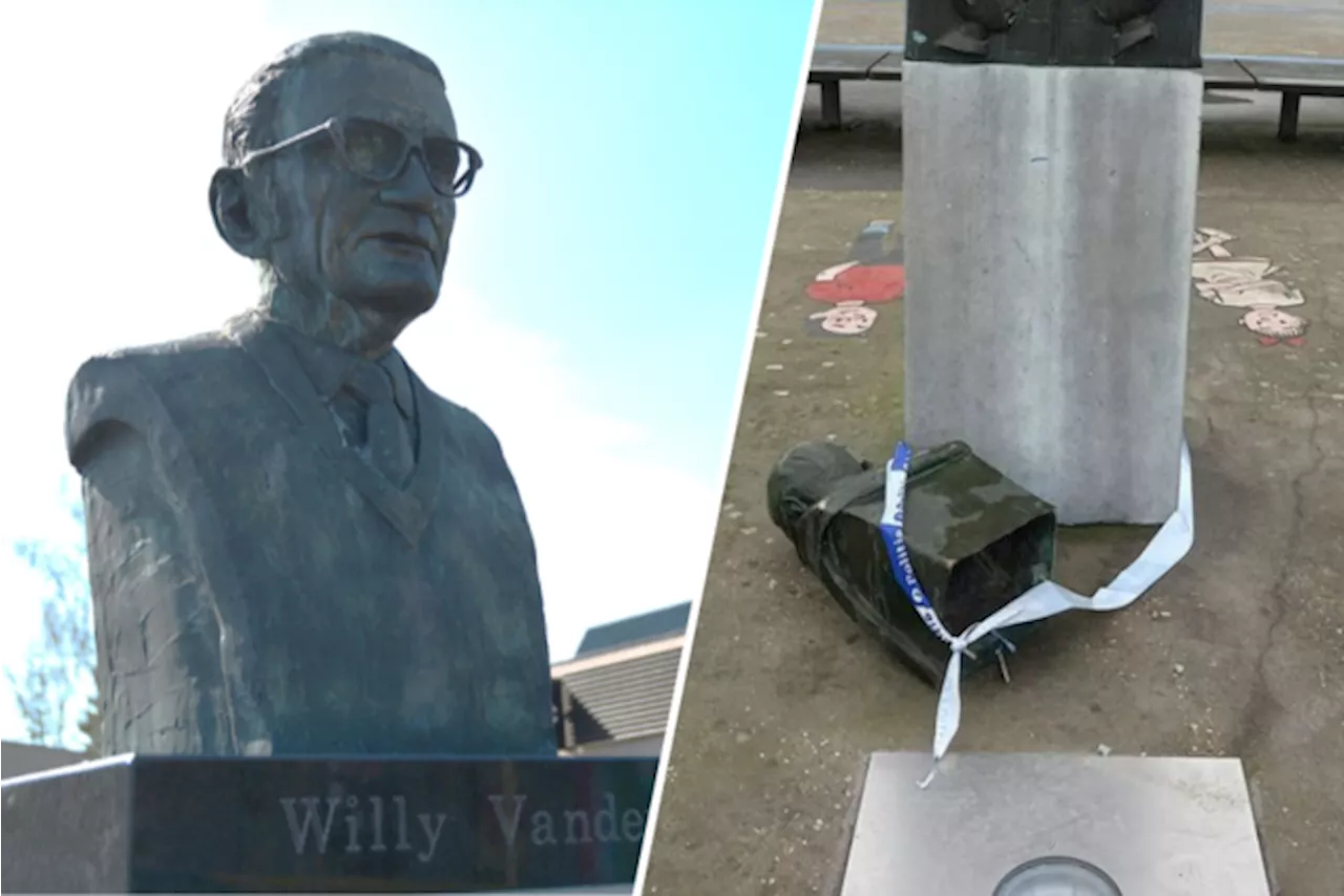 Vandalen halen standbeeld Willy Vandersteen van sokkel in Kalmthout