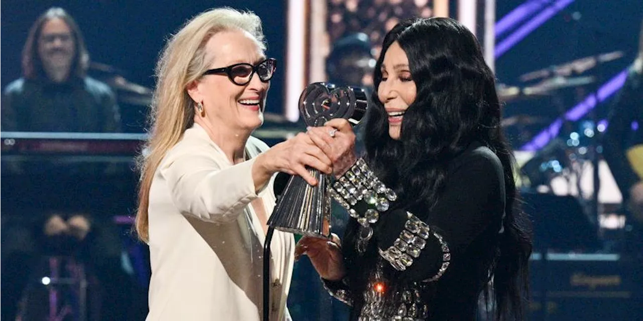 Cher Accepts Icon Award from Friend Meryl Streep While Wearing 40-Year-Old Studded Pants