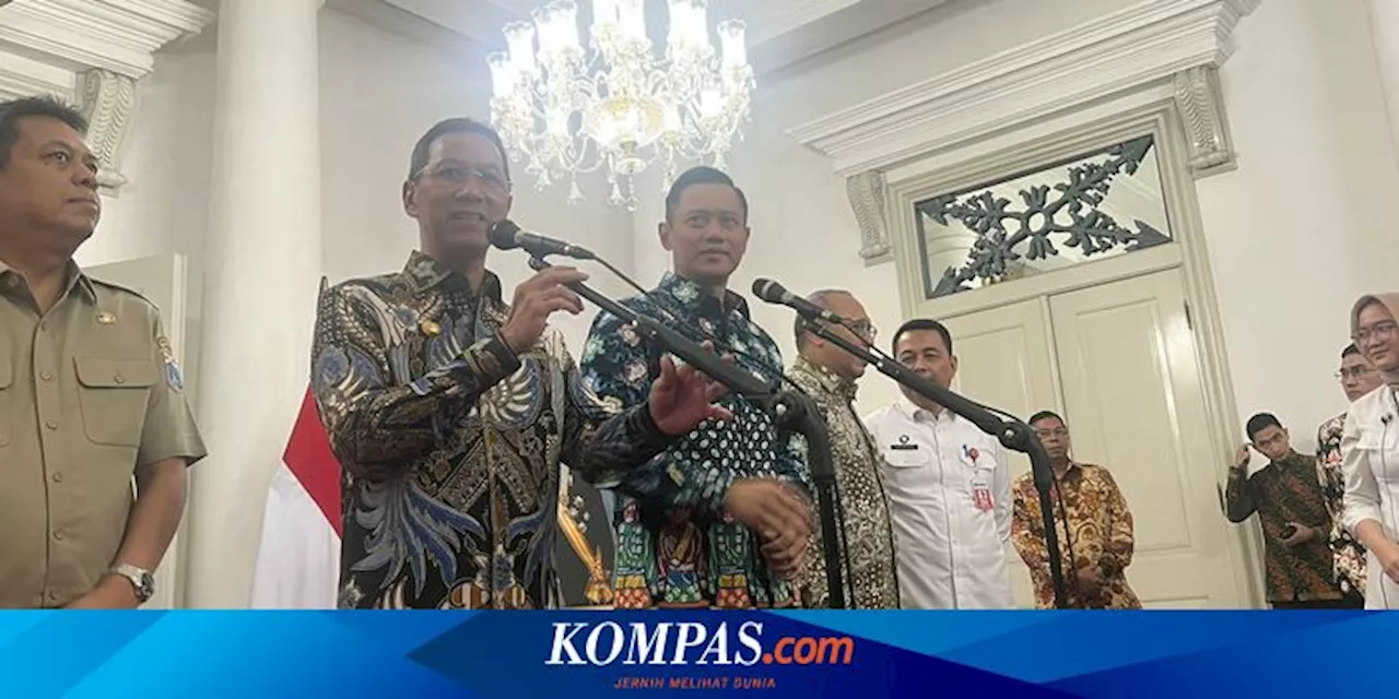 Menteri Agraria dan Tata Ruang/Kepala Badan Pertanahan Nasional (ATR/BPN) Agus Harimurti Yudhoyono (AHY) dan Penjabat (Pj) Gubernur DKI Jakarta Heru Budi Hartono dalam konferensi pers di Jakarta, Selasa (2/4/2024)