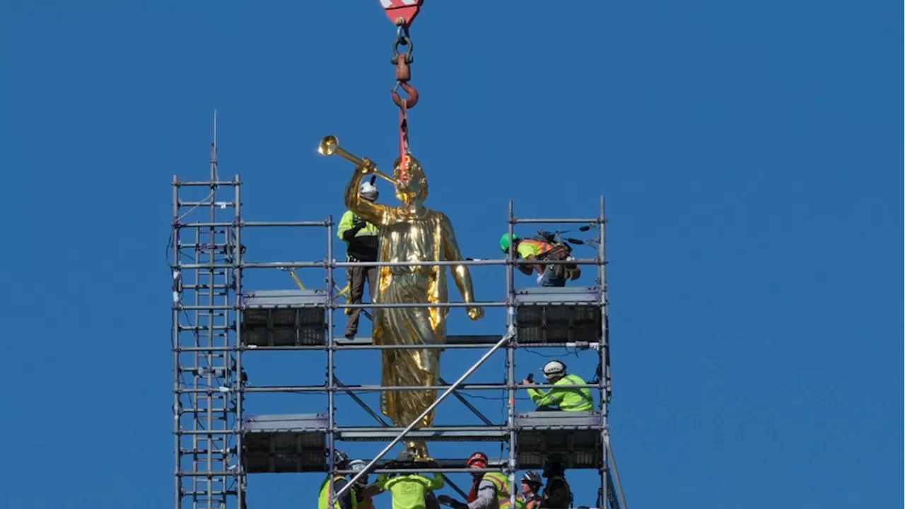 Angel Moroni restored to Salt Lake Temple spire 4 years after earthquake