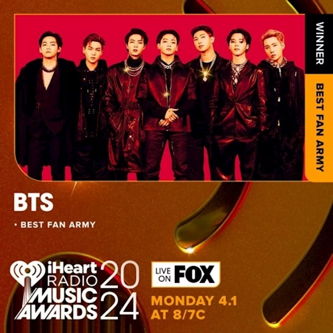 BTS、米「2024 iHeartRadio Music Awards」で7年連続受賞！J-HOPE、V、ジョングクはソロで獲得