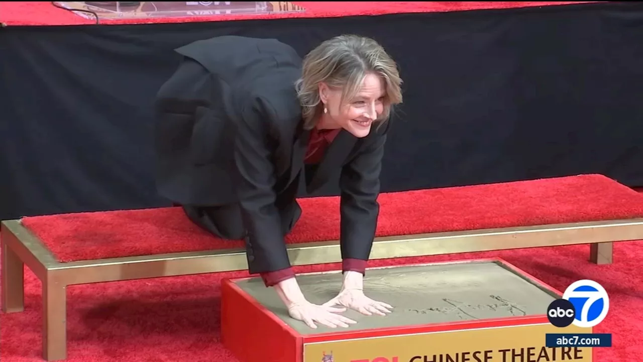 Jodie Foster goes barefoot to cement her place in Hollywood history outside TCL Chinese Theatre