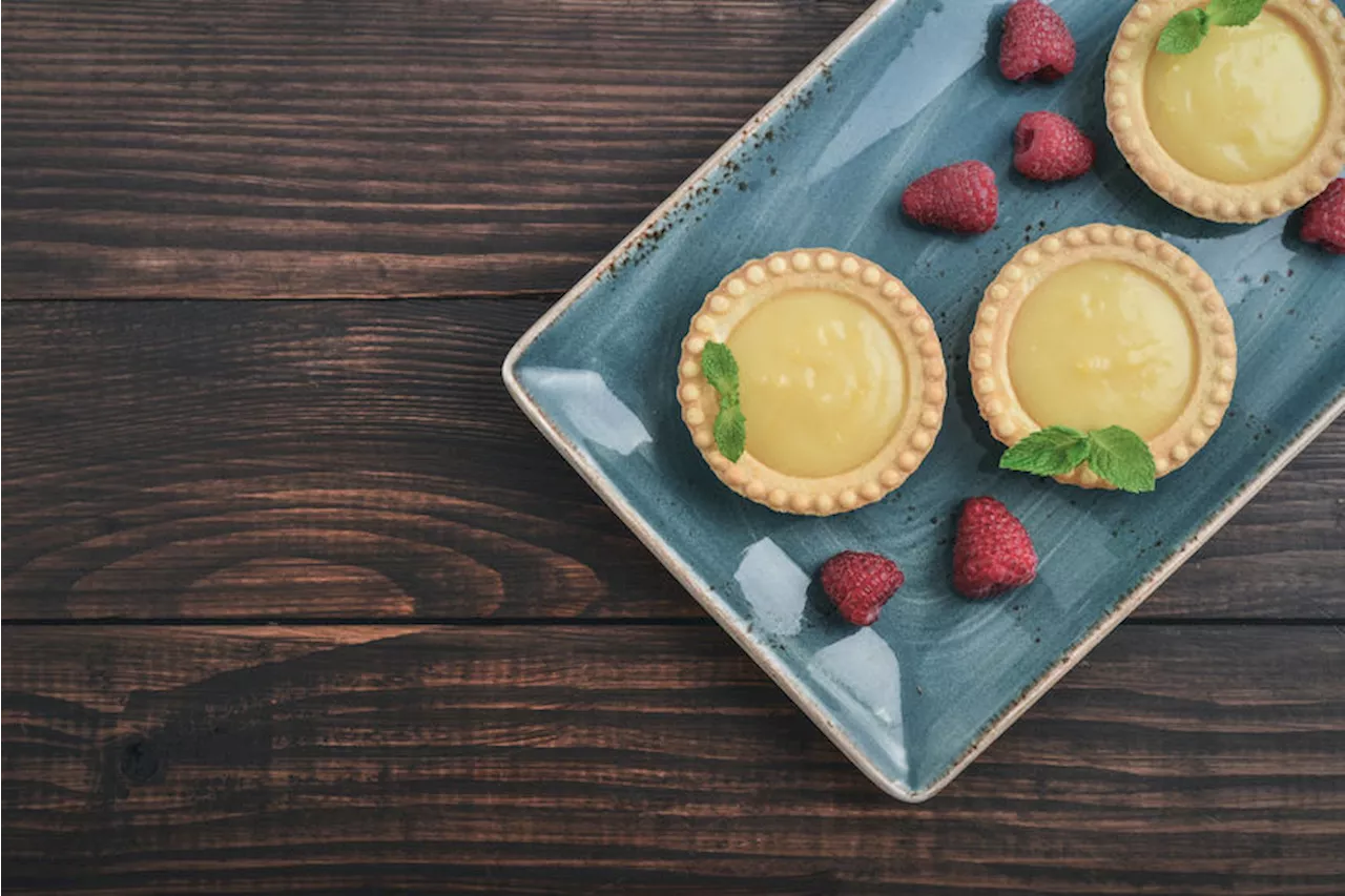 Lemon, raspberry and custard mini tarts