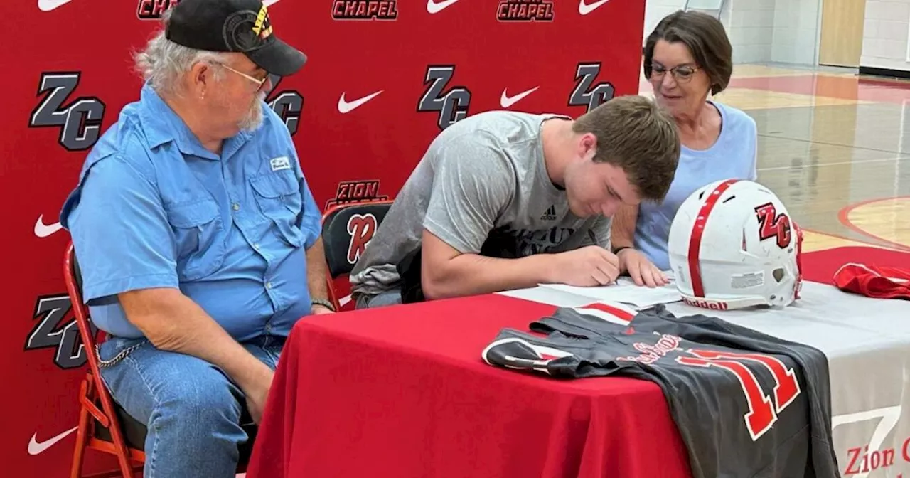 Zion Chapel football player Mason Stuart signs with Point University