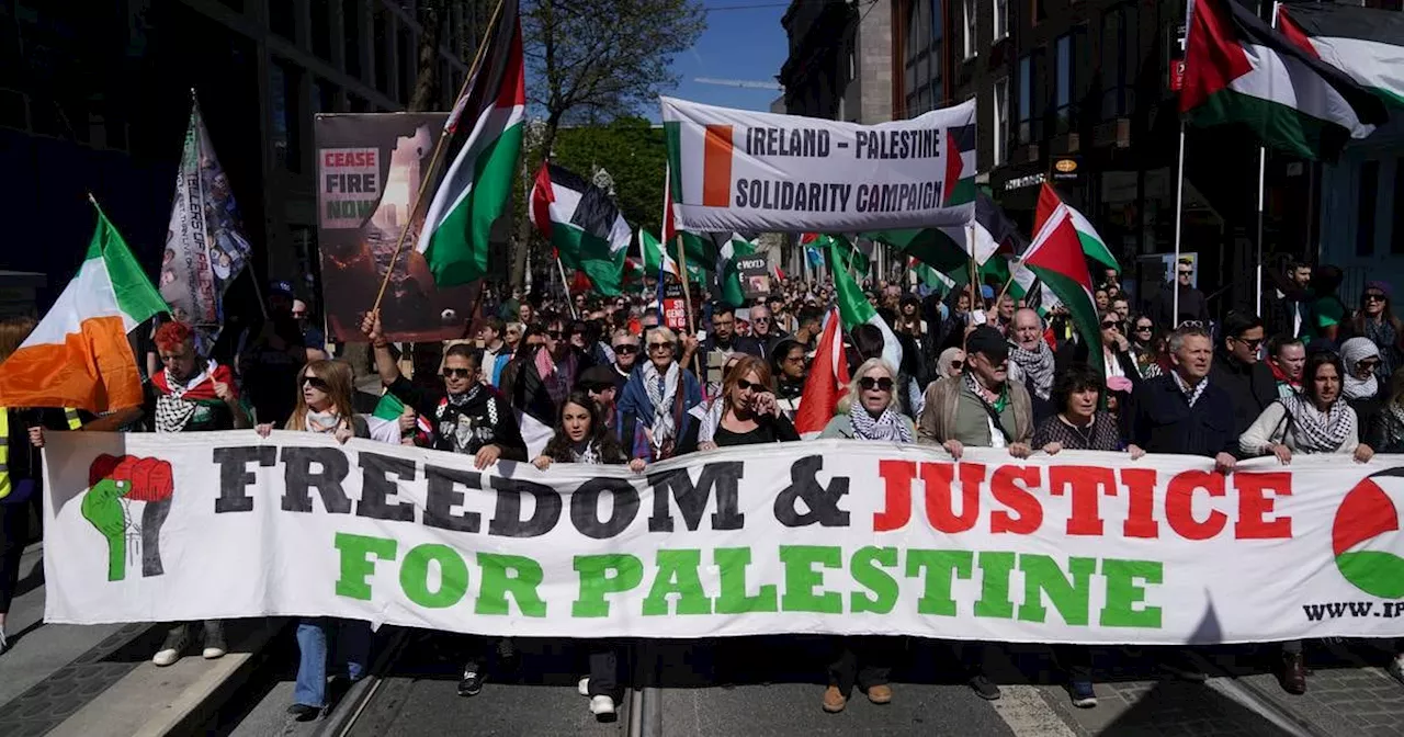 Tens of thousands march in Dublin calling for ‘freedom and justice for Palestine’