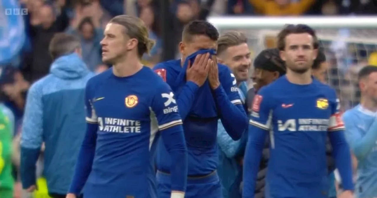 Chelsea star slammed for laughing while Thiago Silva cries after FA Cup defeat