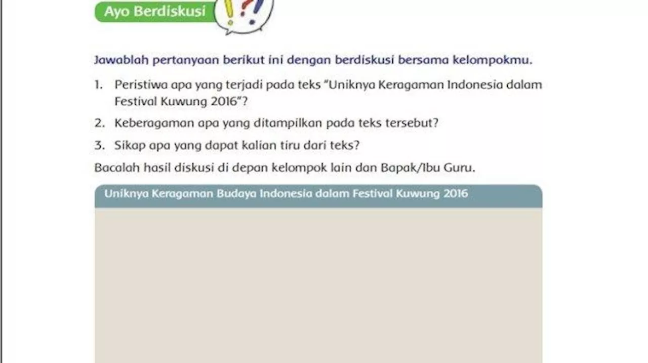 Kunci Jawaban Tema 8 Kelas 5 Halaman 134 Kurikulum 2013: Uniknya Keragaman Budaya Indonesia