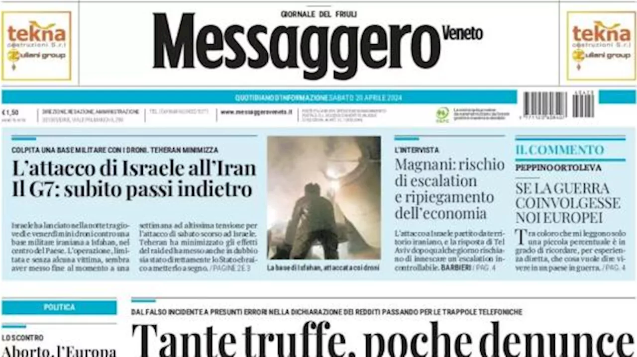 Messaggero Veneto in prima pagina: 'Udinese a Verona. Saranno 1.400 i tifosi al seguito'