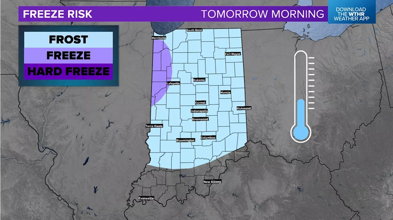 Who may get a frost or a freeze Sunday and Monday morning?