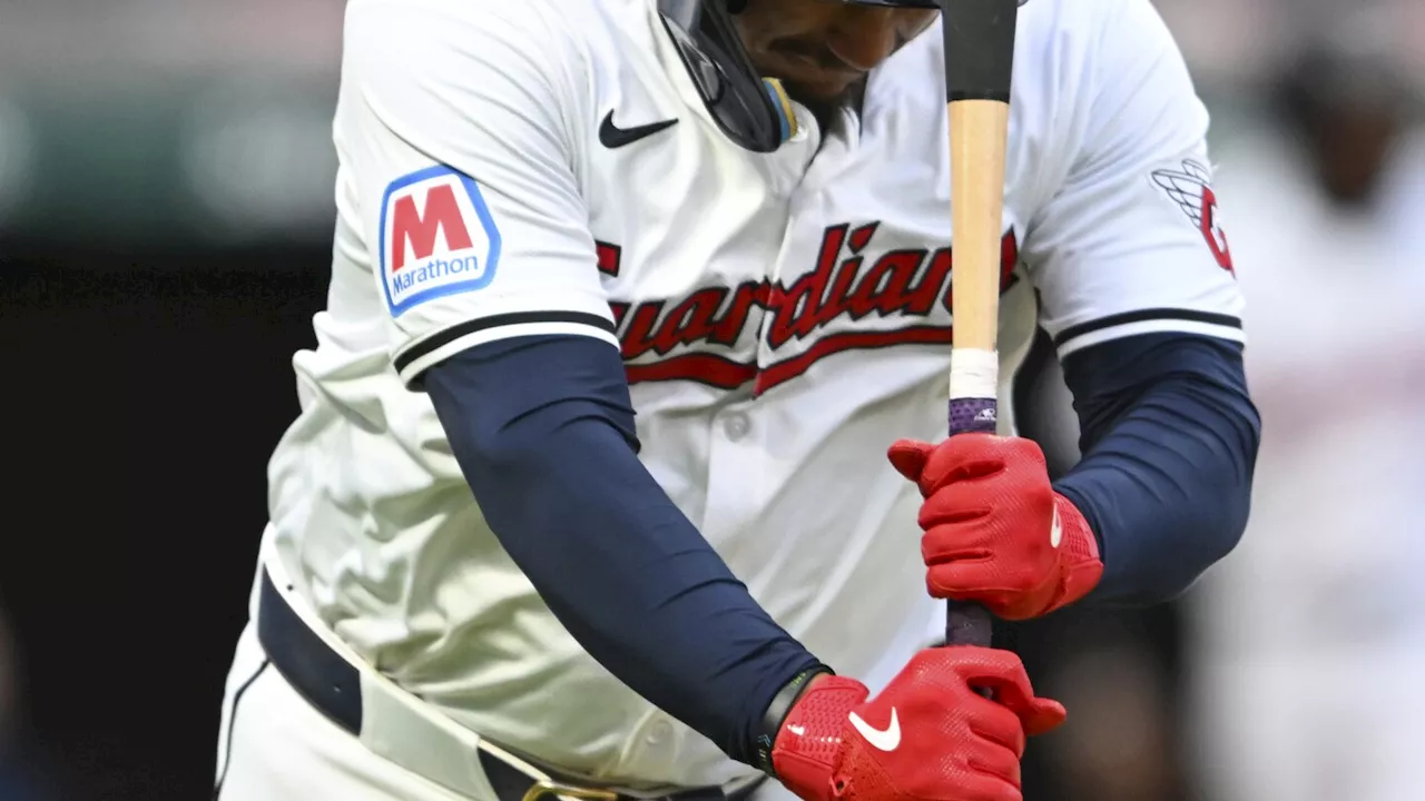 Batman: Guardians slugger Josh Naylor celebrates his homer by striking himself on the helmet