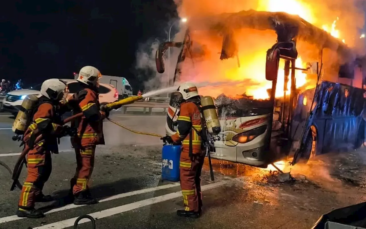 17 unscathed after express bus catches fire near Ipoh