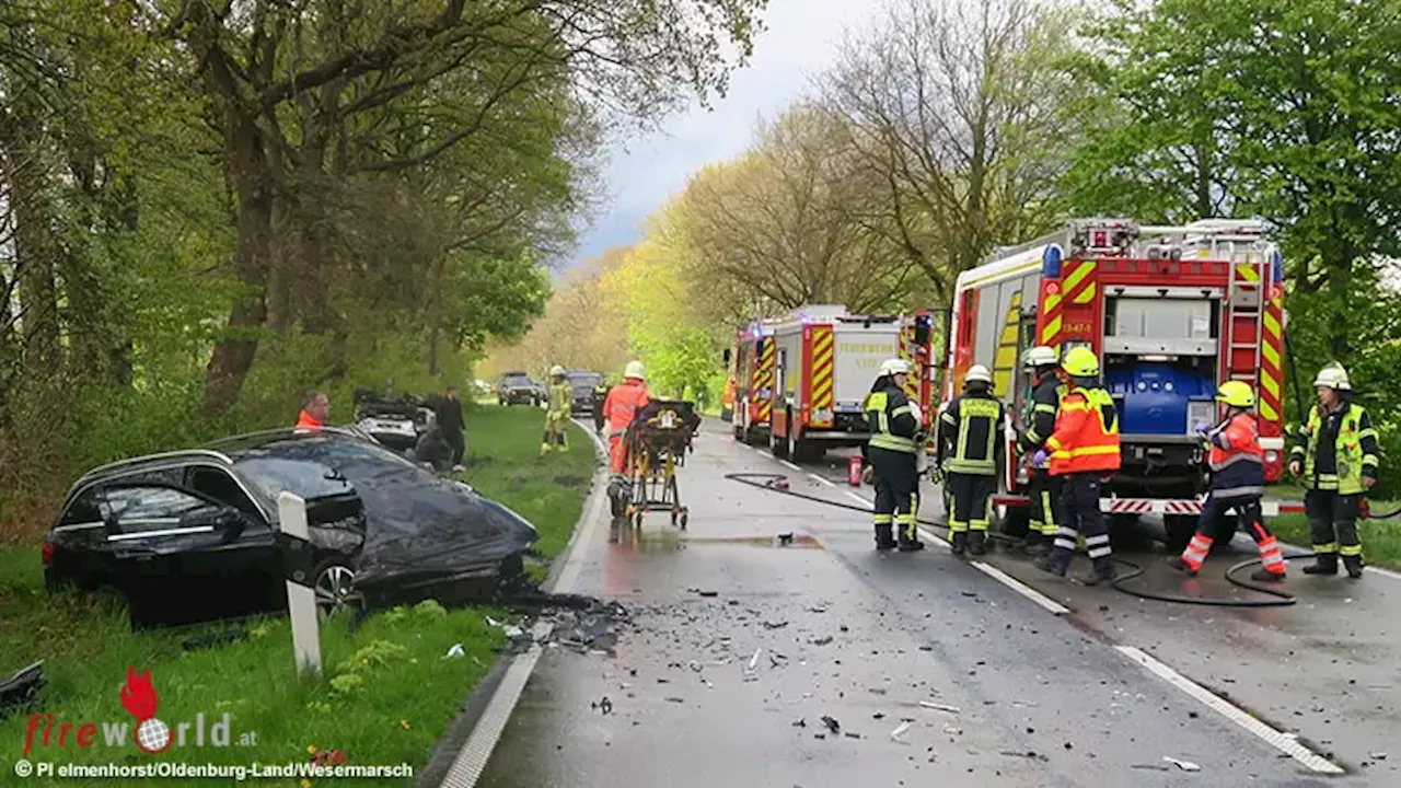 D: Schwere Pkw-Kollision mit einem lebensgefährlich Verletzten und zwei Schwerverletzten in Ahlhorn