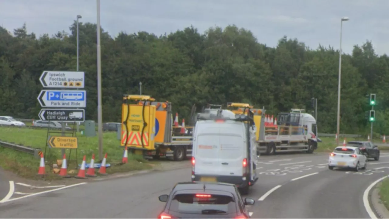 Lorry driver dies after his tanker overturns at the Copdock interchange in Suffolk