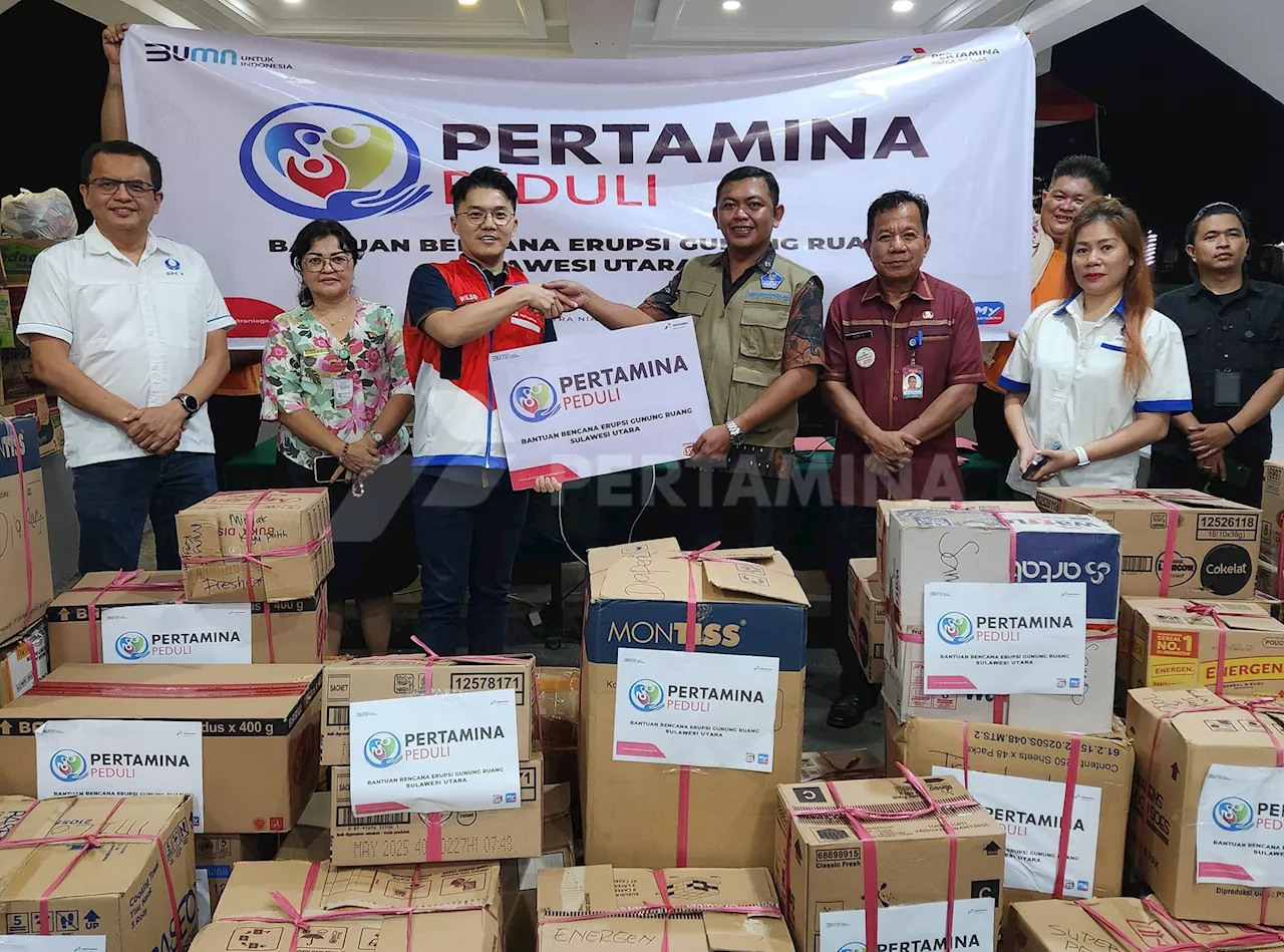 Pertamina Menyalurkan Bantuan untuk Korban Terdampak Erupsi Gunung Ruang