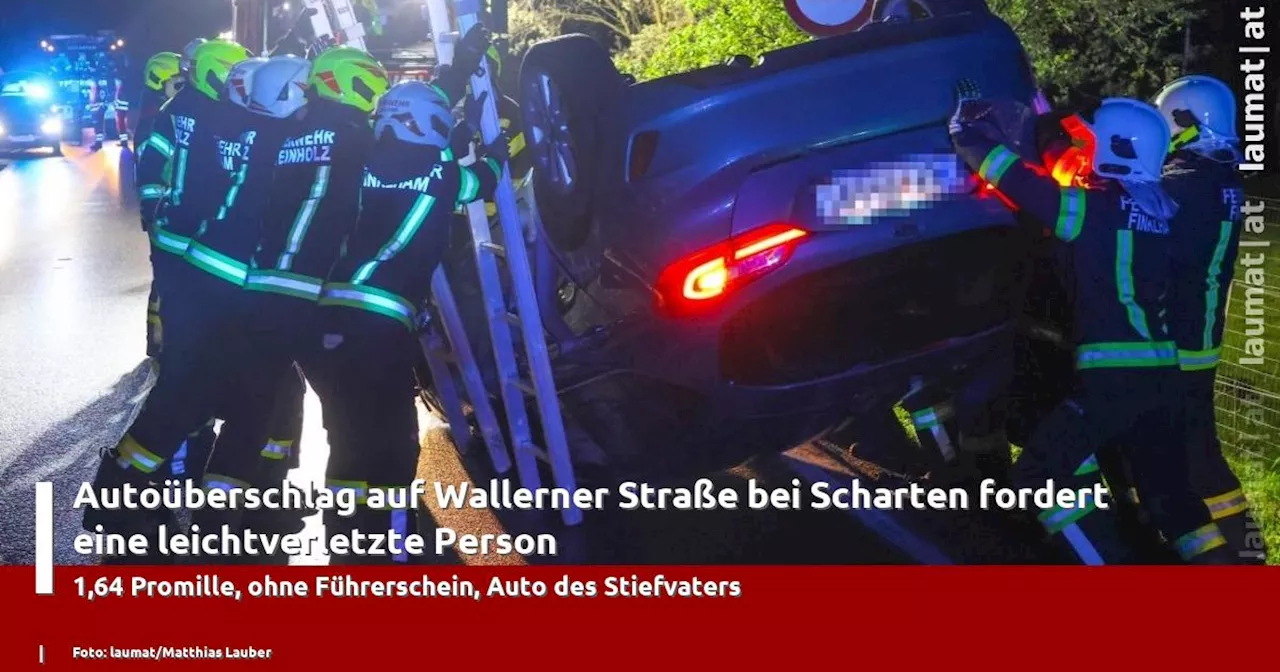 Autoüberschlag auf Wallerner Straße bei Scharten fordert eine leichtverletzte Person