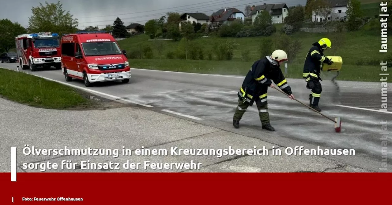 Ölverschmutzung in einem Kreuzungsbereich in Offenhausen sorgte für Einsatz der Feuerwehr