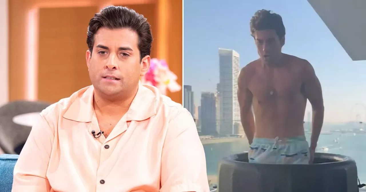 James Argent shows off 14-stone weight loss as he bares abs for ice bath