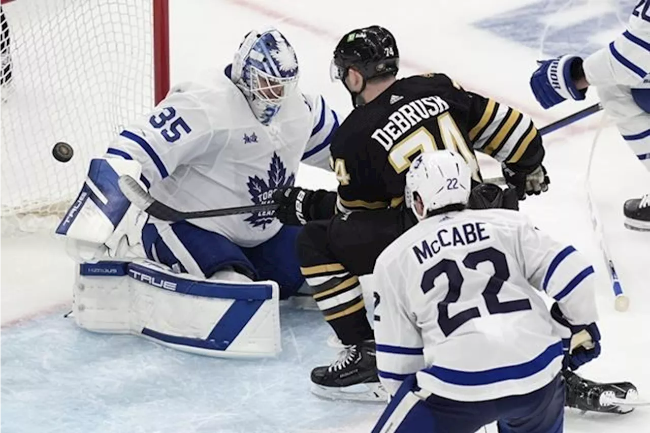 DeBrusk, Swayman power Bruins over Maple Leafs 5-1 in Game 1