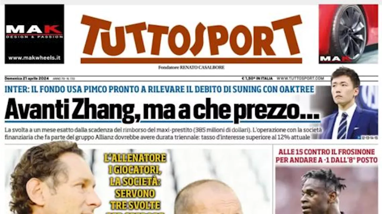 L'apertura di Tuttosport sul campionato della Juventus: 'Anno sottozero'