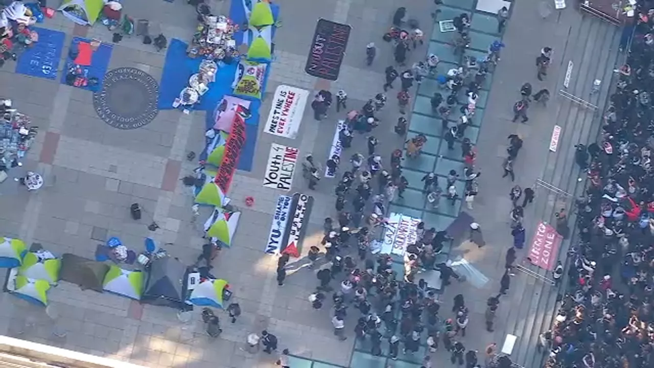 Pro-Palestinian protesters defy NYU's deadline to leave Gould Plaza; dozens arrested at Yale