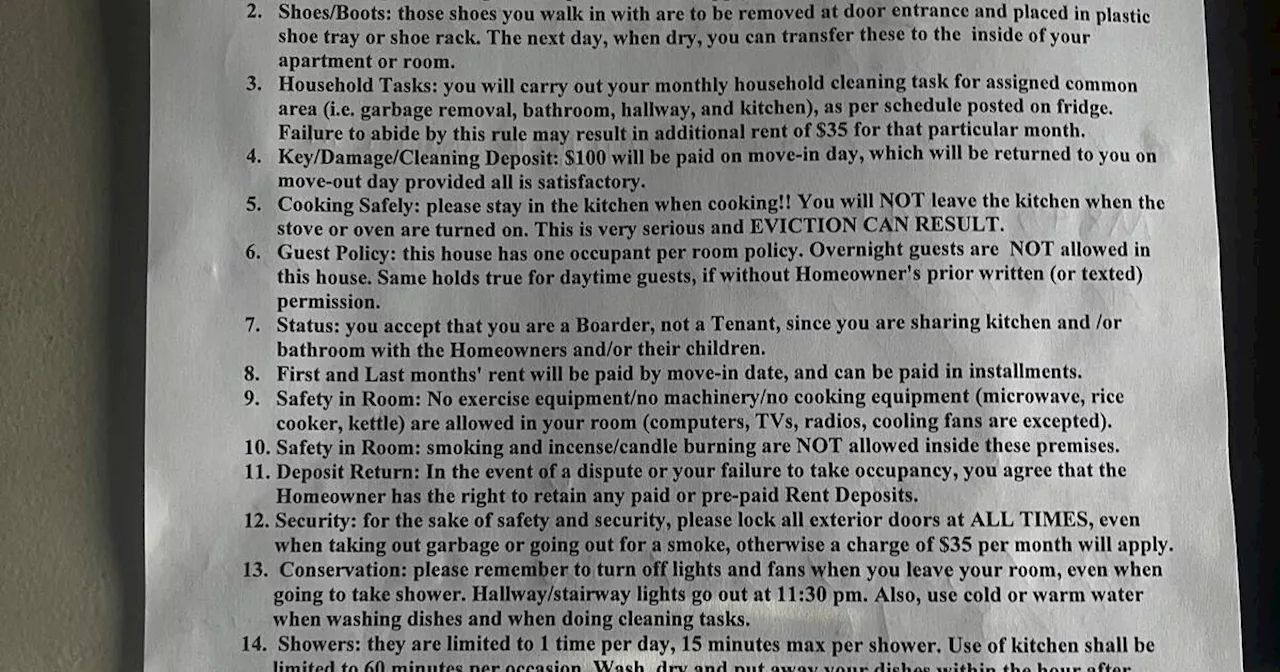 Toronto landlord serves potential tenant with 'ridiculous' list of rules