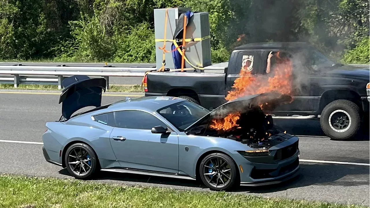 2024 Dark Horse Mustang Engulfed In Flames After Stuck Clutch