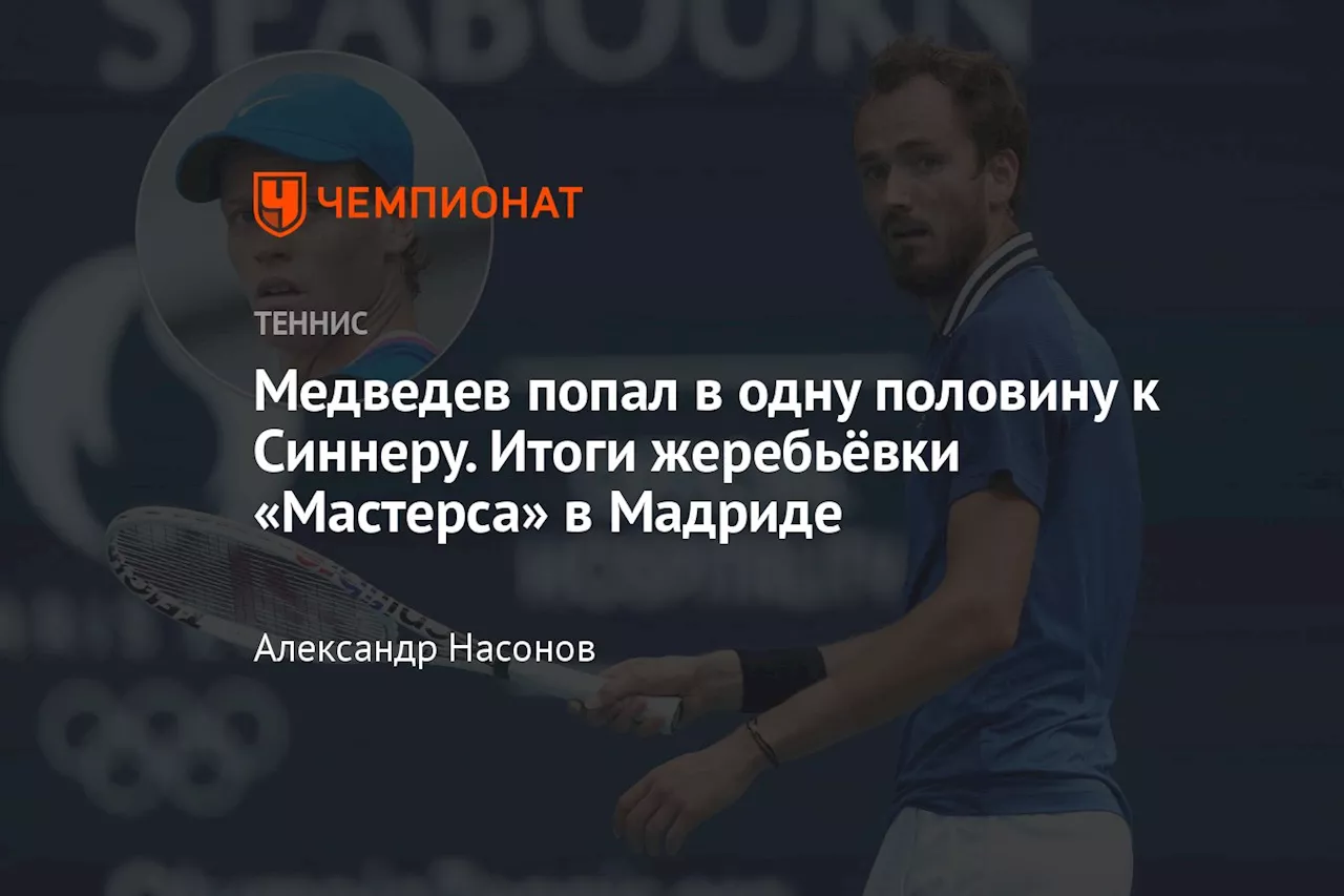 Медведев попал в одну половину к Синнеру. Итоги жеребьёвки «Мастерса» в Мадриде