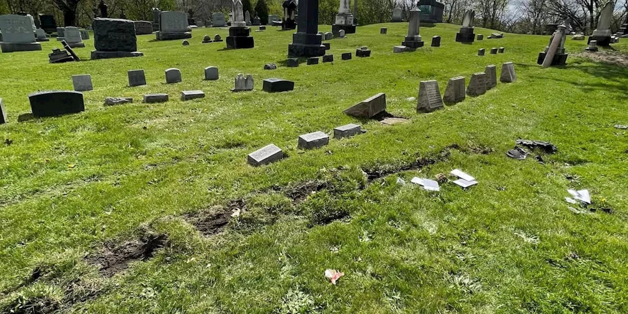 Car crashes through Akron cemetery; 30 tombstones damaged, 21 Destroyed