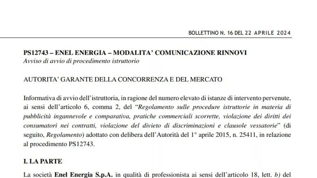 Enel, l'Antitrust avvia un'istruttoria: oltre 600 denunce per gli aumenti in bolletta di gas e luce
