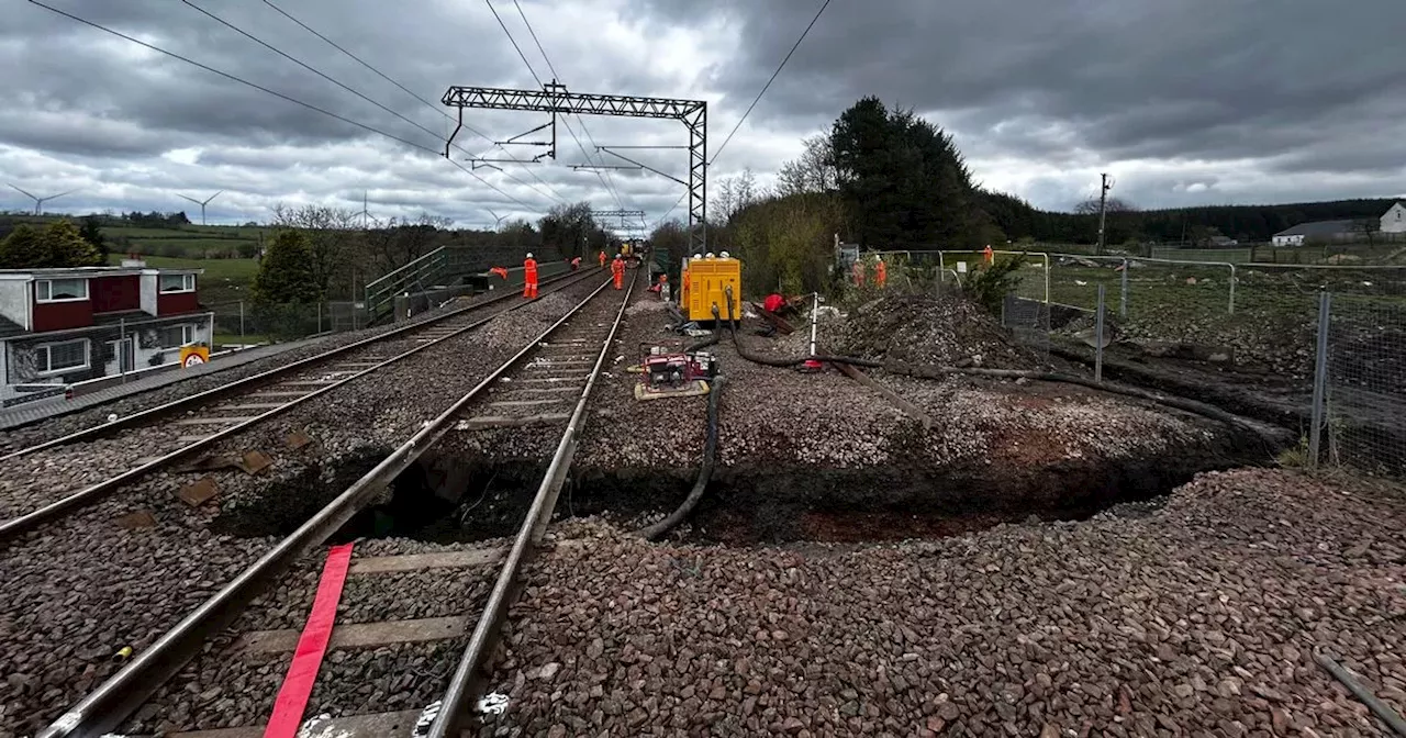 Busy railway line used by West Lothian commuters closed due to massive sinkhole