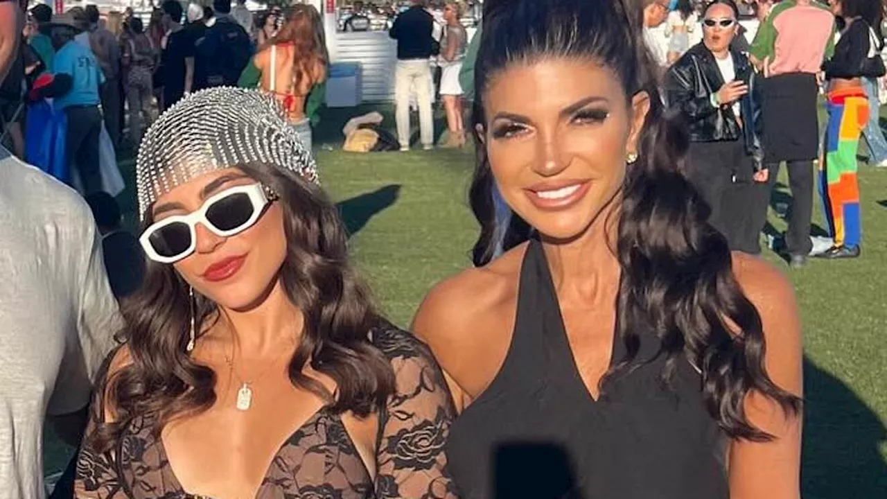 Teresa Giudice, 51, of RHONJ poses with her mini-me daughter Milania, 18, at Coachella as Erika...